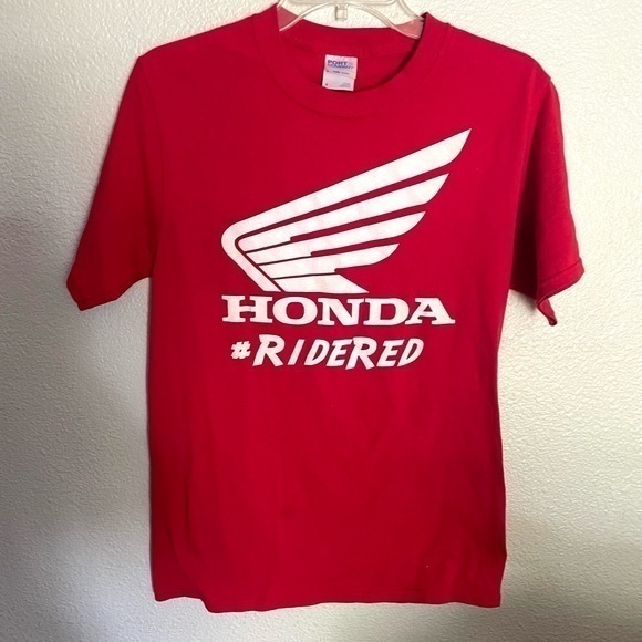 HONDA # Ridered wing logo red short sleeve motorcycle T-shirt size small - Picture 1 of 5